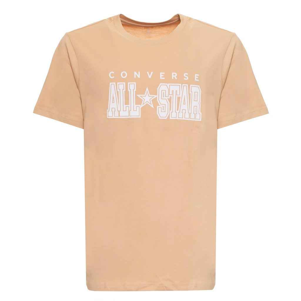 Converse T-shirt met ronde hals en bedrukt logo – Beige
