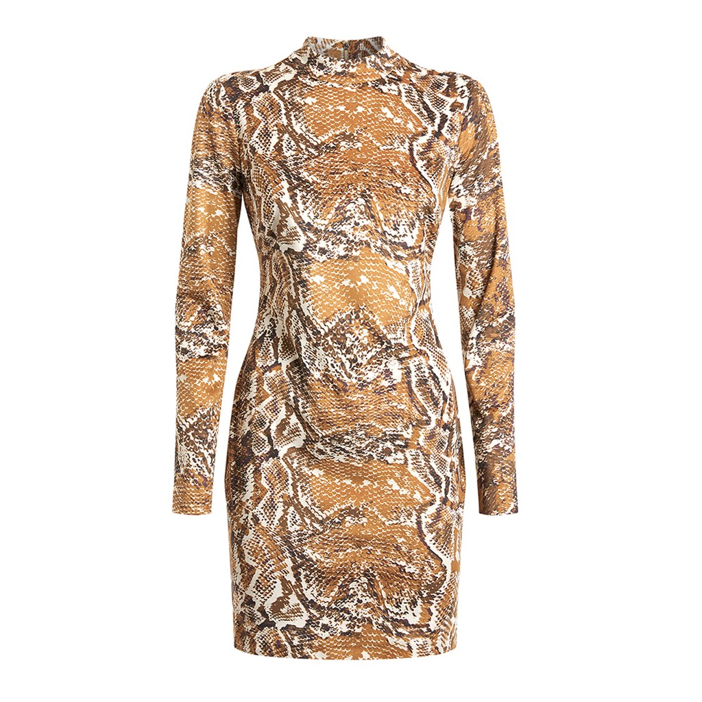 Guess Jurk met pythonprint en lange mouwen – Meerkleurig