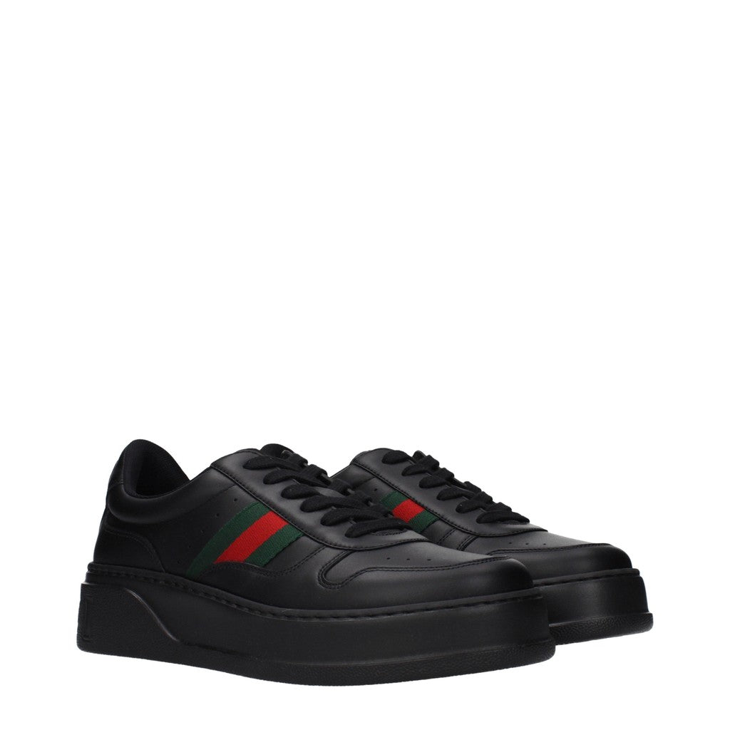 Gucci Sneakers van leer en stof met veters – Zwart