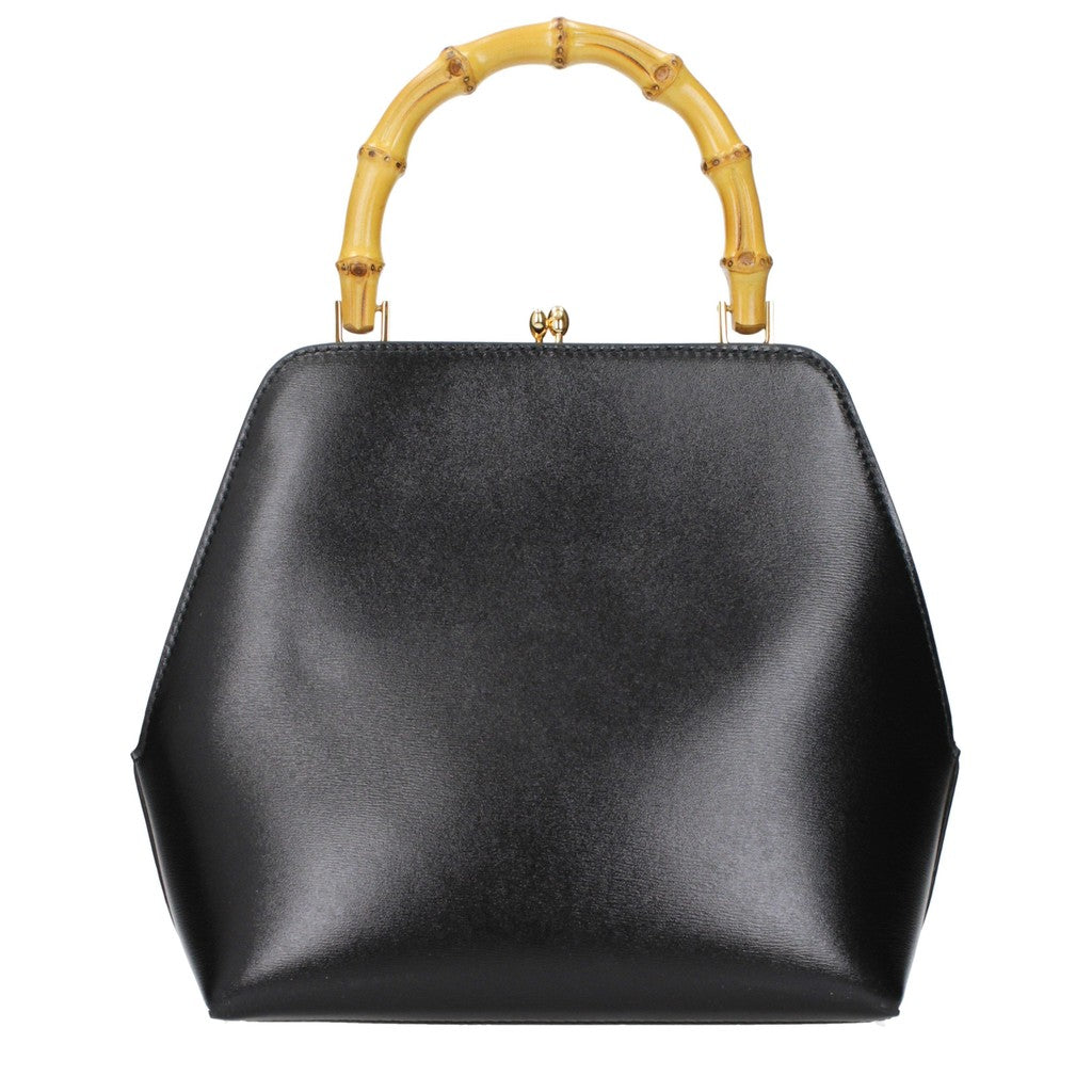 Jil Sander Goji Bamboo Square Handtas met clips-sluiting – Zwart