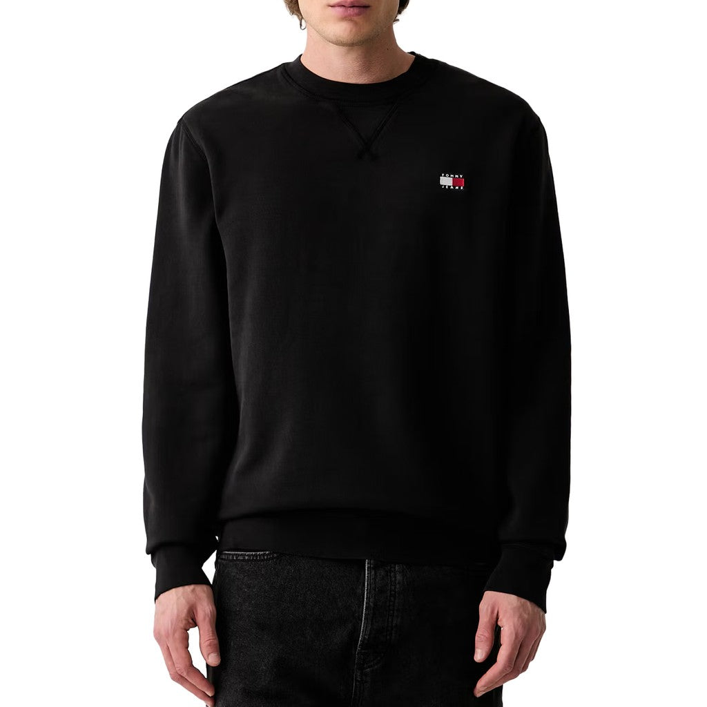 Tommy Jeans Regular Fit Sweater met fleece binnenkant – Zwart