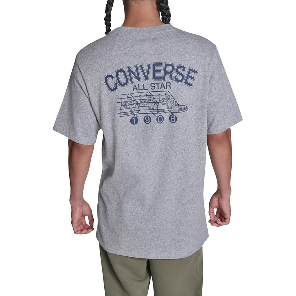 Converse T-shirt met print en bedrukt logo – Grijs