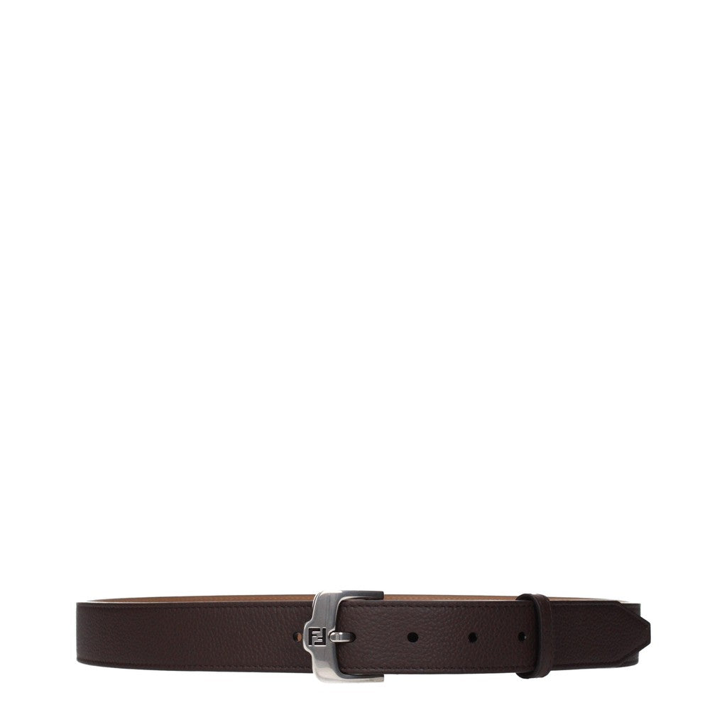 Fendi Riem met gesp en palladiumkleurige details – Chocoladebruin