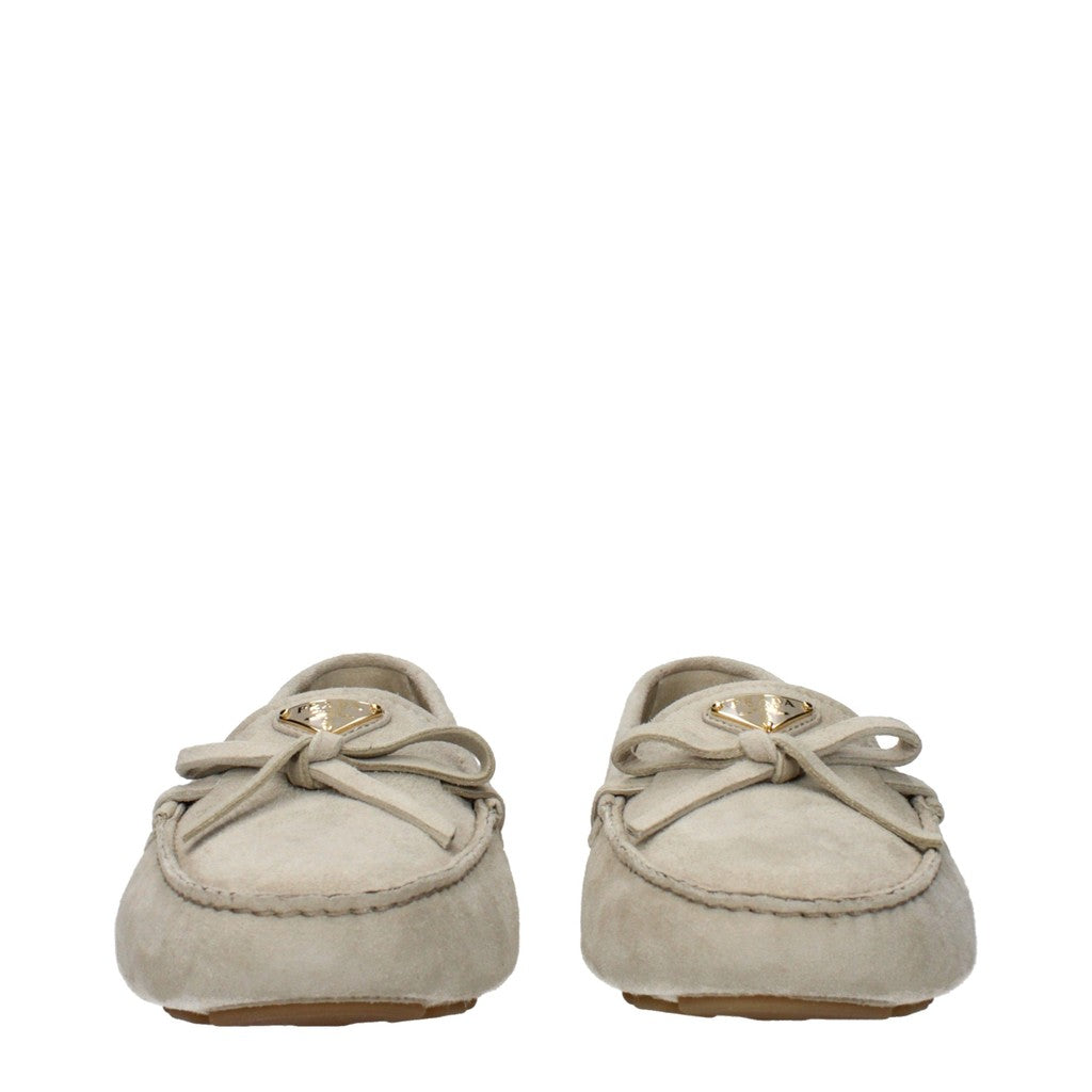 Prada Suède mocassins met rubberen zool – Grijs