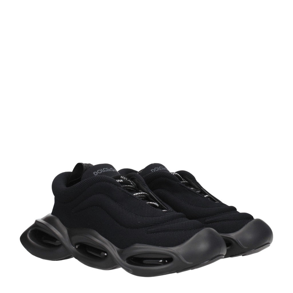 Dolce & Gabbana Stoffen sneakers met hak – Zwart