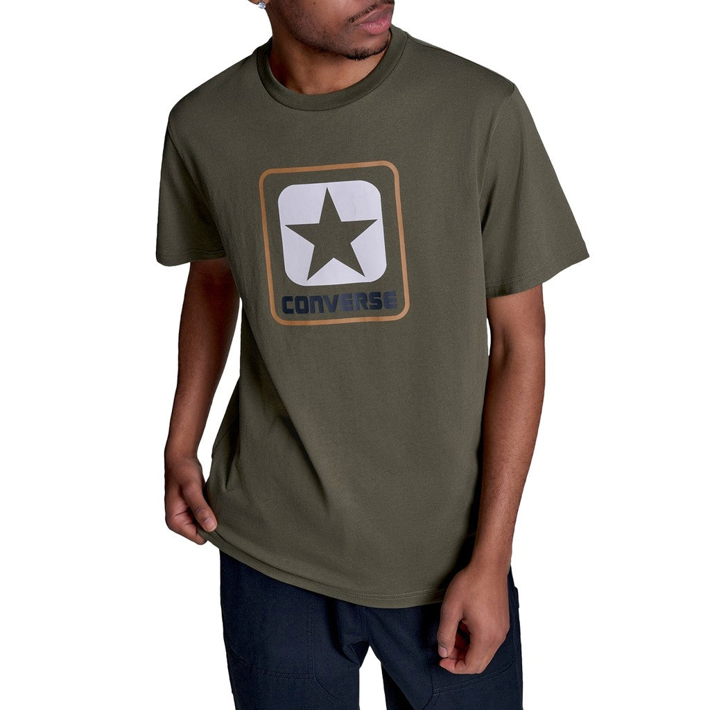 Converse T-shirt met ronde hals en bedrukt logo – Olijfgroen