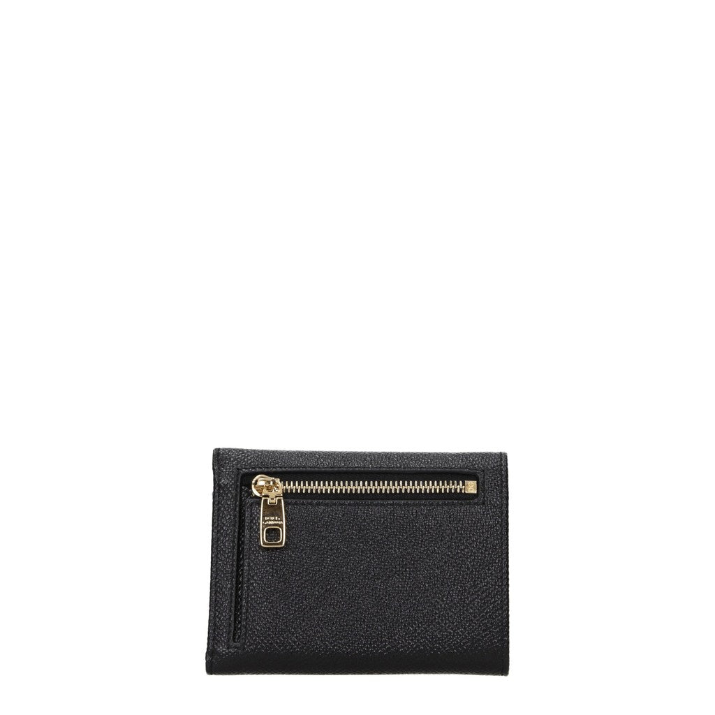 Dolce & Gabbana Compacte leren portemonnee met 2 vakken – Zwart