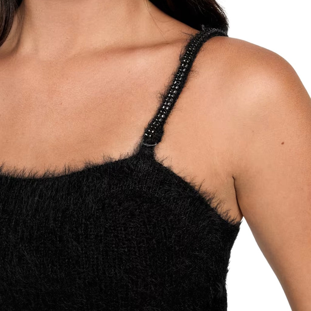 Guess Top met schouderbandjes en logo – Zwart