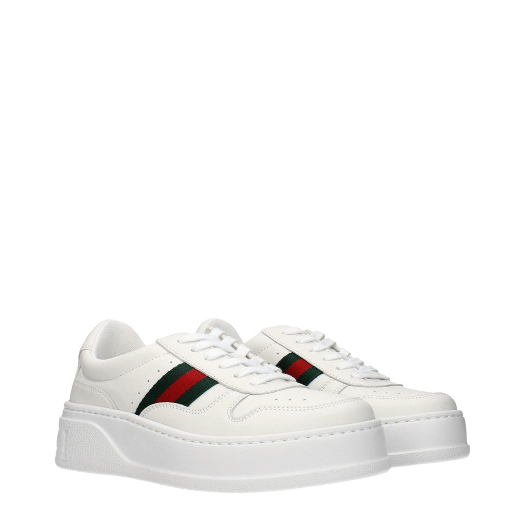Gucci Sneakers van leer en stof met hak – Wit