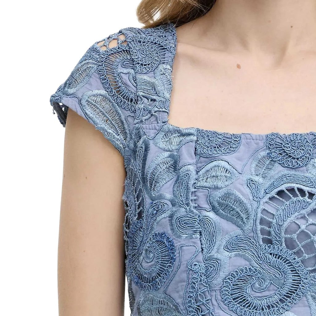 Guess Top met korte mouwen en ritssluiting – Grijs / Blauw