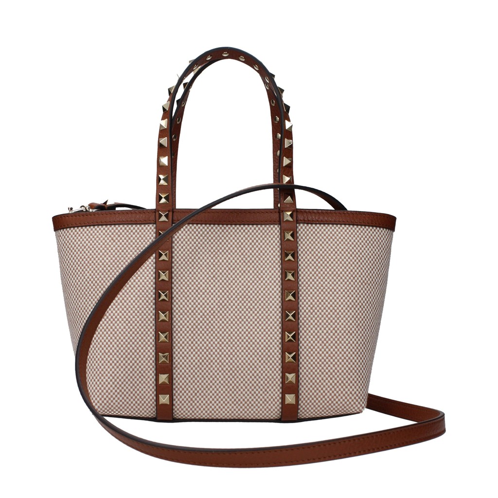Valentino Garavani Crossbodytas van stof en leer – Beige / Bruin