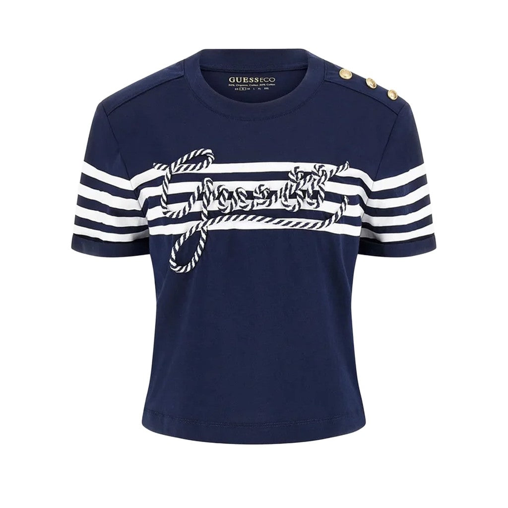 Guess Tweekleurig T-shirt met logoborduring – Wit