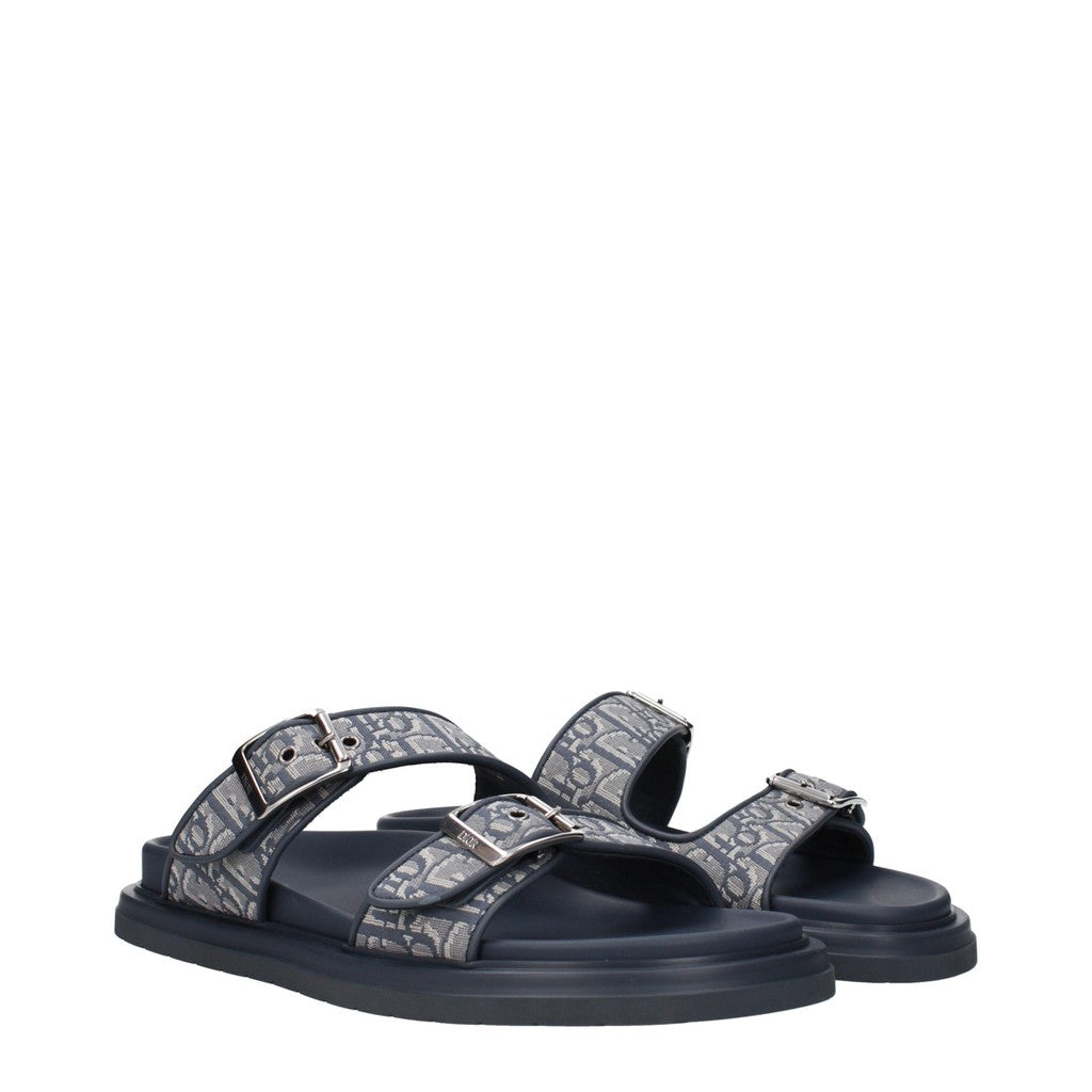 Christian Dior Sandalen van stof en leer – Grijs / Blauw