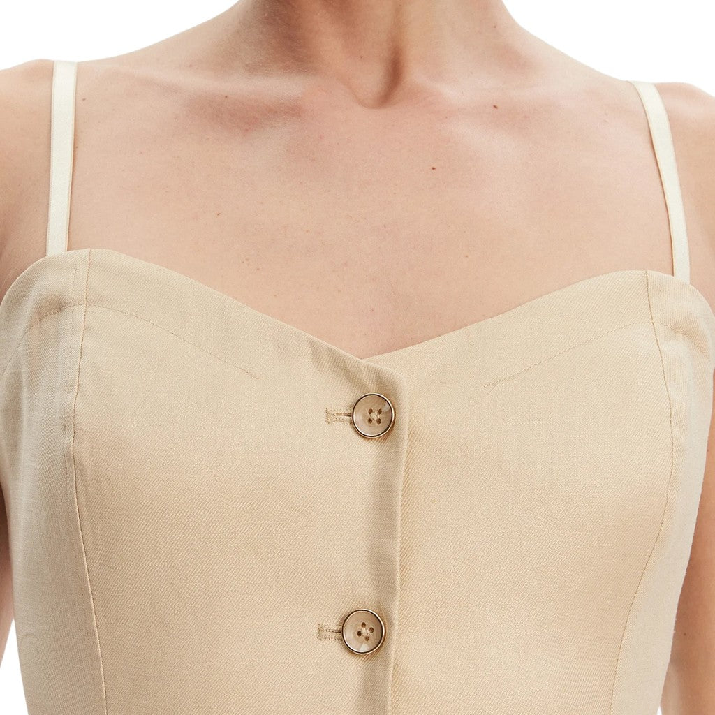 Guess Top met schouderbandjes en knoopsluiting – Beige