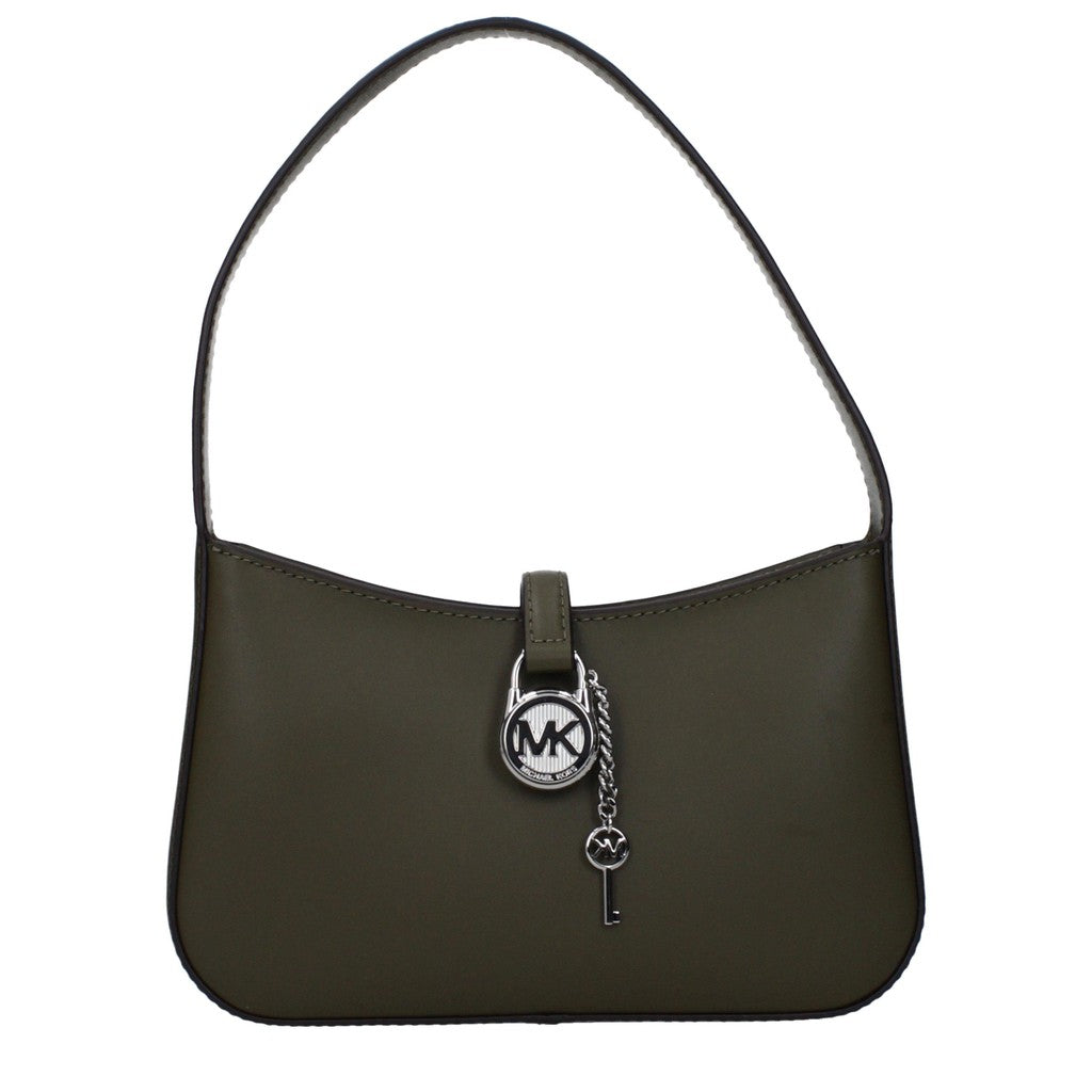 Michael Kors Lyra Schoudertas met drukknoopsluiting – Olijfgroen