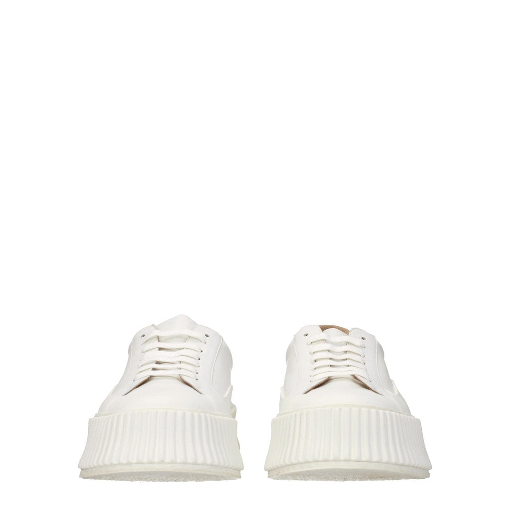 Jil Sander Leren low-top sneakers met vetersluiting – Wit