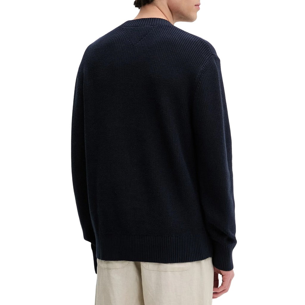 Tommy Jeans Regular Fit Trui met ronde hals en geborduurd logo – Donkerblauw