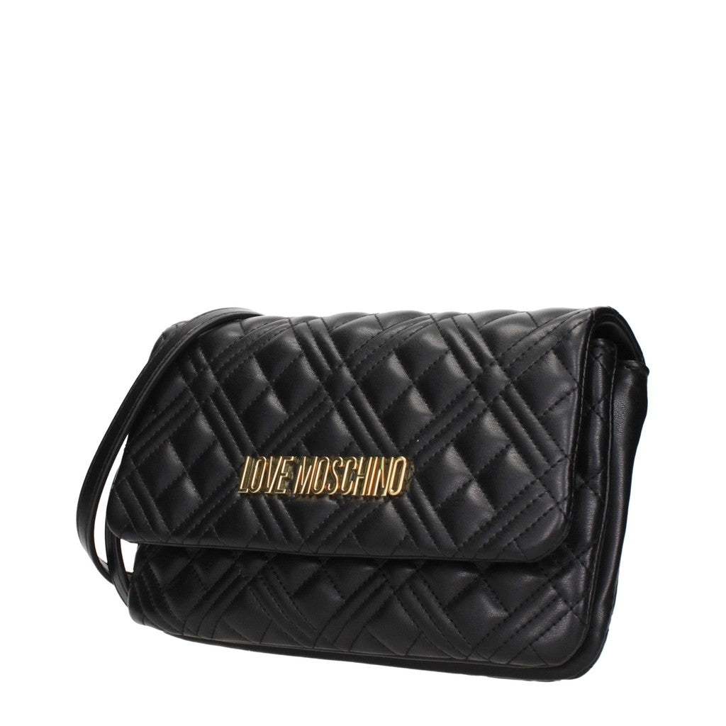 Love Moschino Platte crossbodytas met drie vakken – Zwart / Goud