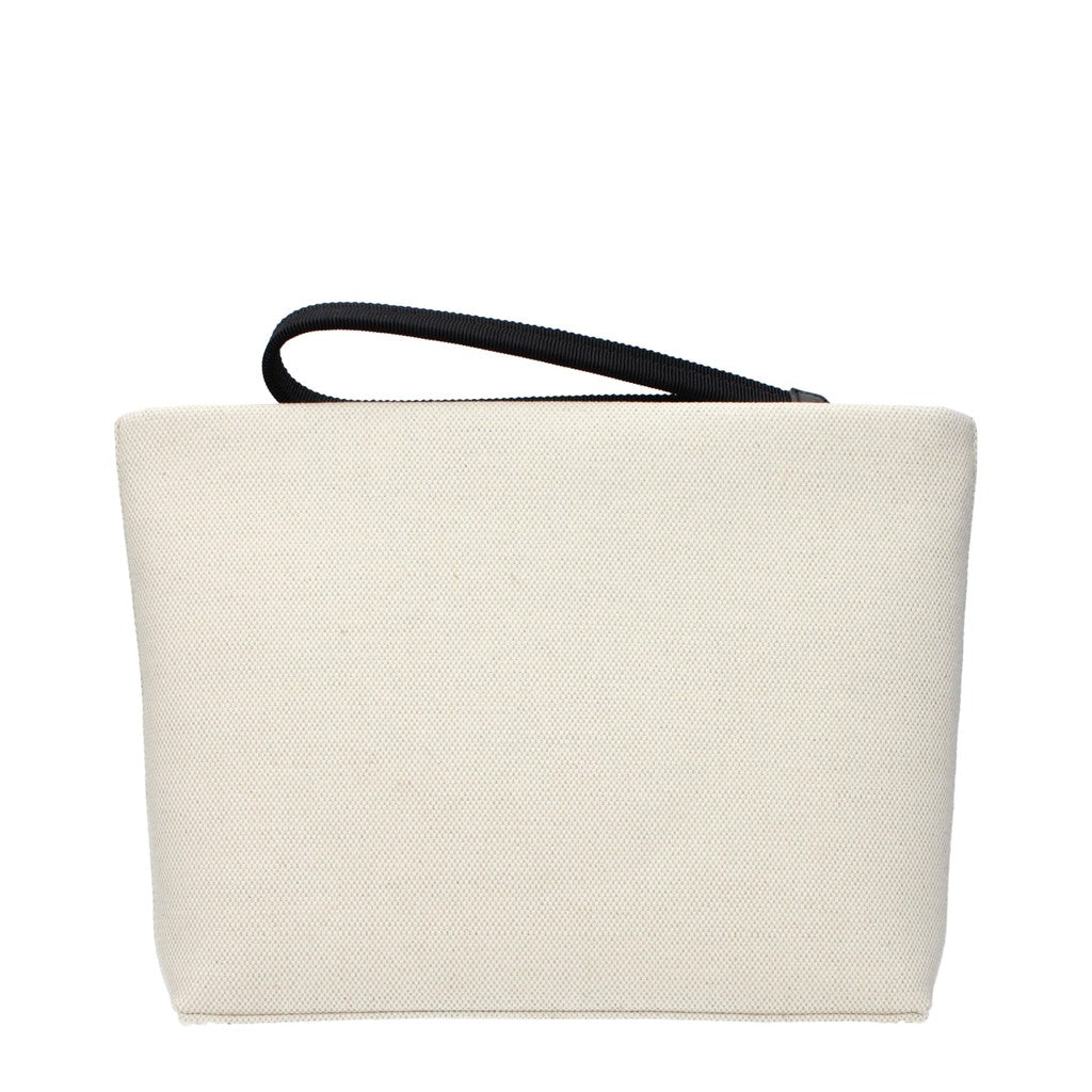 Givenchy Clutch van stof en leer met ritssluiting – Beige / Zwart