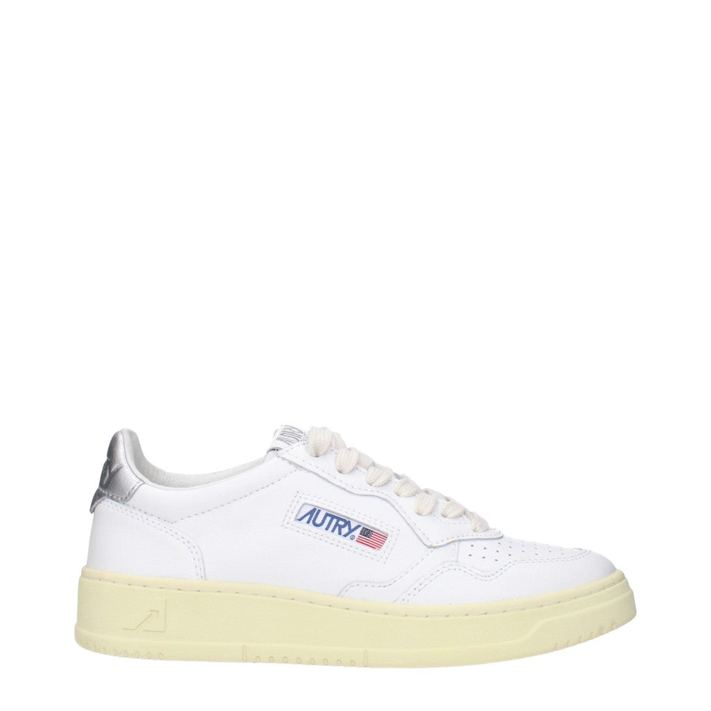 Autry Medalist Sneakers van leer met veters – Wit / Zilver
