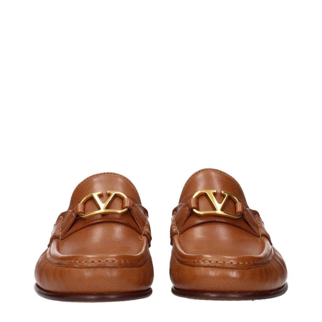 Valentino Garavani Loafers met leren zool en ronde neus – Bruin