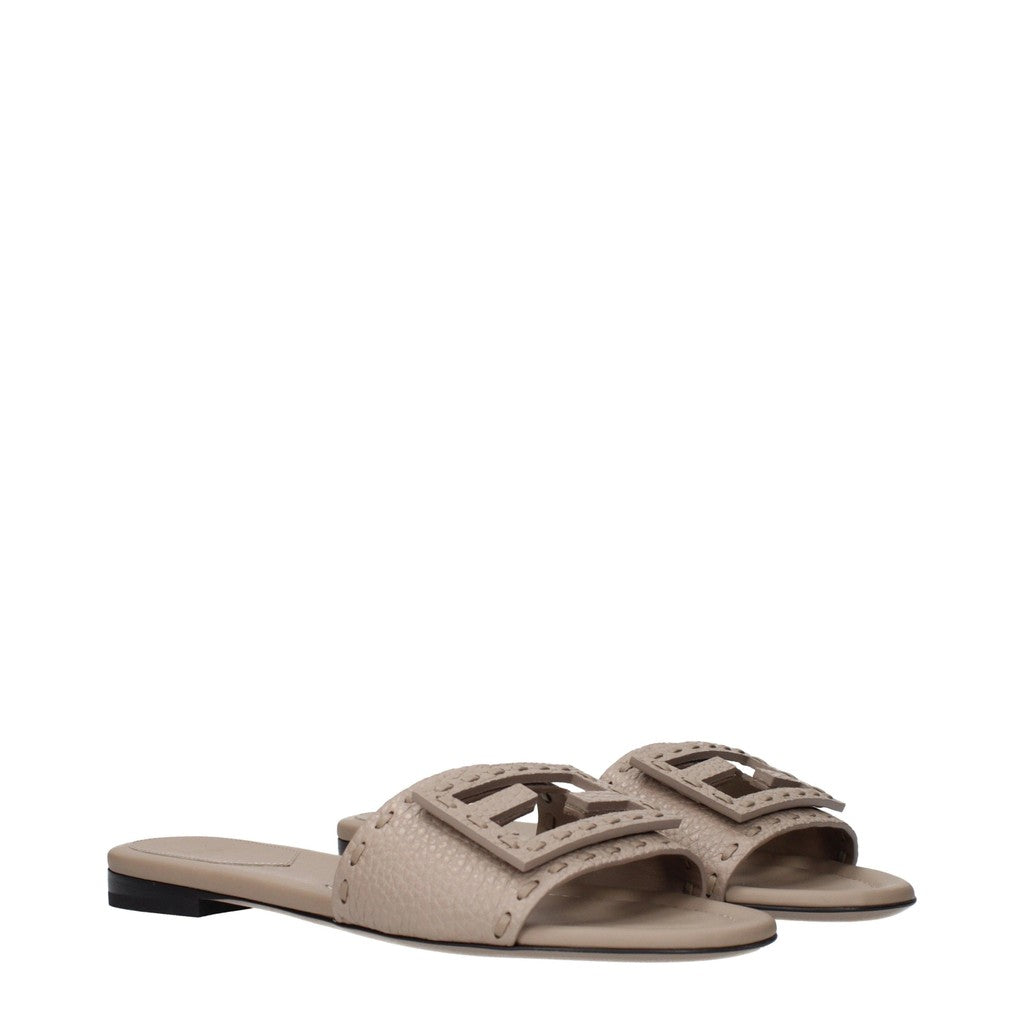 Fendi Sandalen met open neus en leren zool – Grijs / Beige