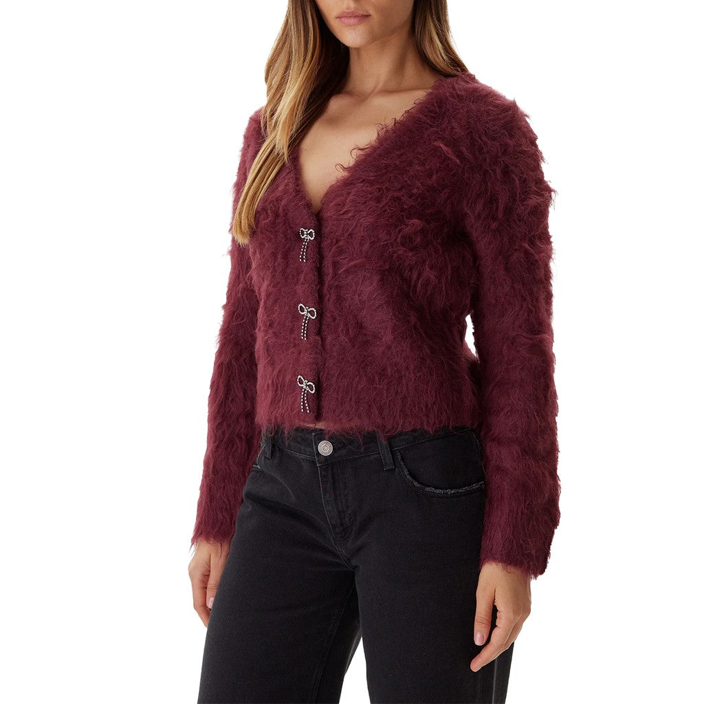 Guess Vest met V-hals en knoopsluiting – Bordeaux