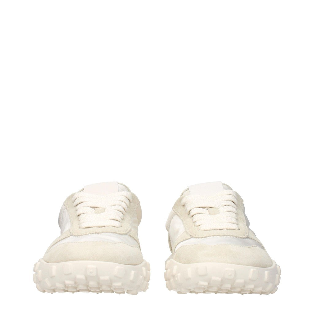 Jil Sander Moon Sneakers van textiel en suède met leren afwerking – Wit / Grijs