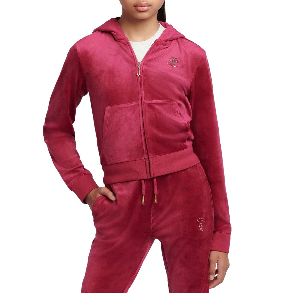 Juicy Couture Kids Hoodie met rits – Bordeauxrood