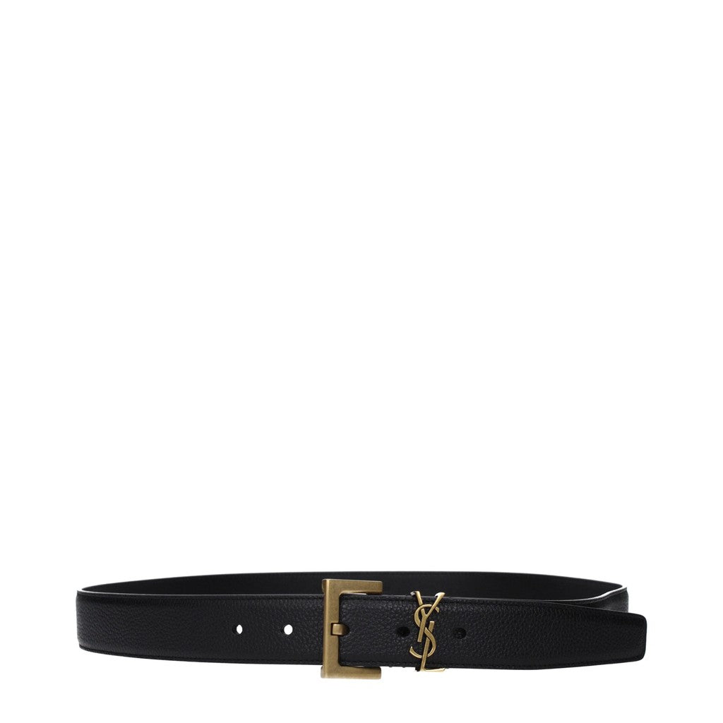 Saint Laurent Cassandre Riem met gesp en goudkleurige details – Zwart