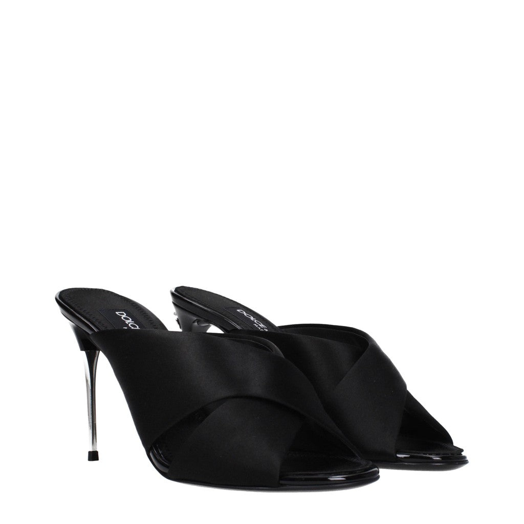 Dolce & Gabbana Sandalen met hak en leren zool – Zwart
