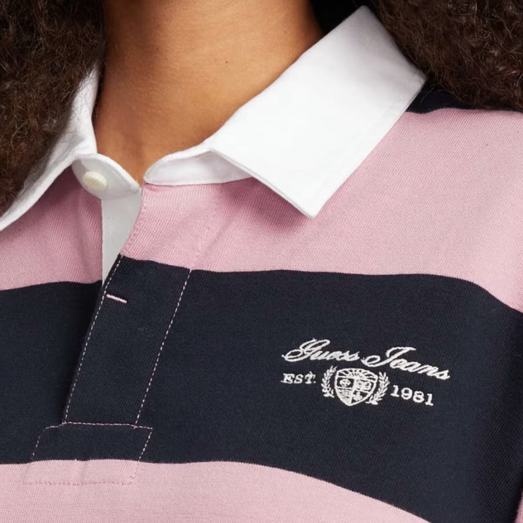 Guess Gestreepte polo – Marineblauw / Roze