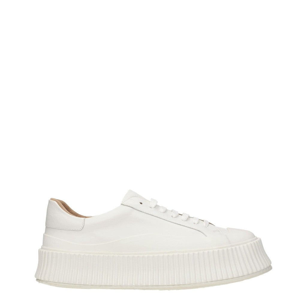Jil Sander Low-Top Sneakers van leer met hak – Wit