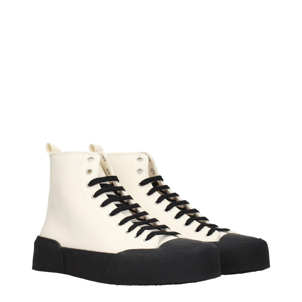 Jil Sander Sneakers van textiel met hak – Beige / Zwart