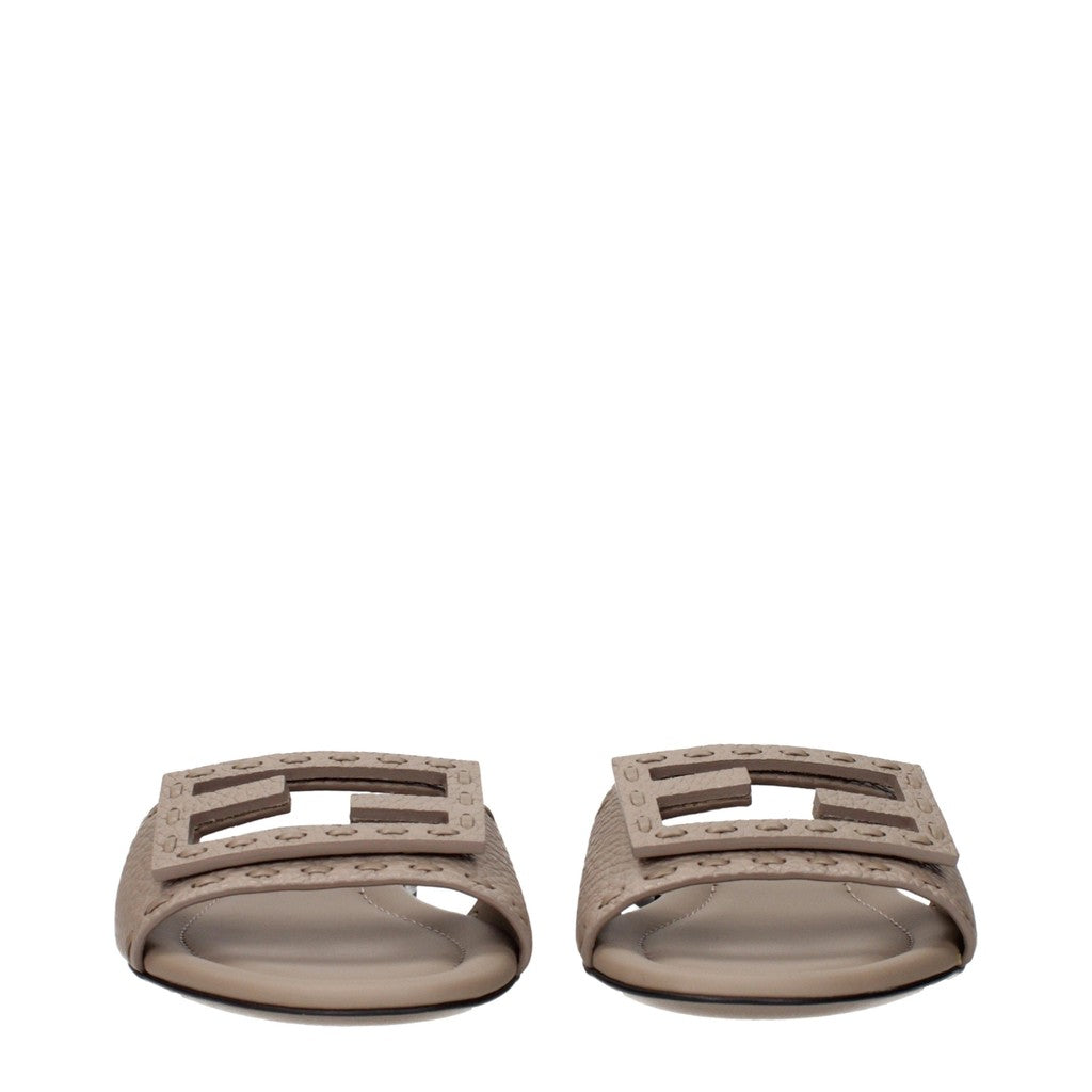 Fendi Sandalen met open neus en leren zool – Grijs / Beige