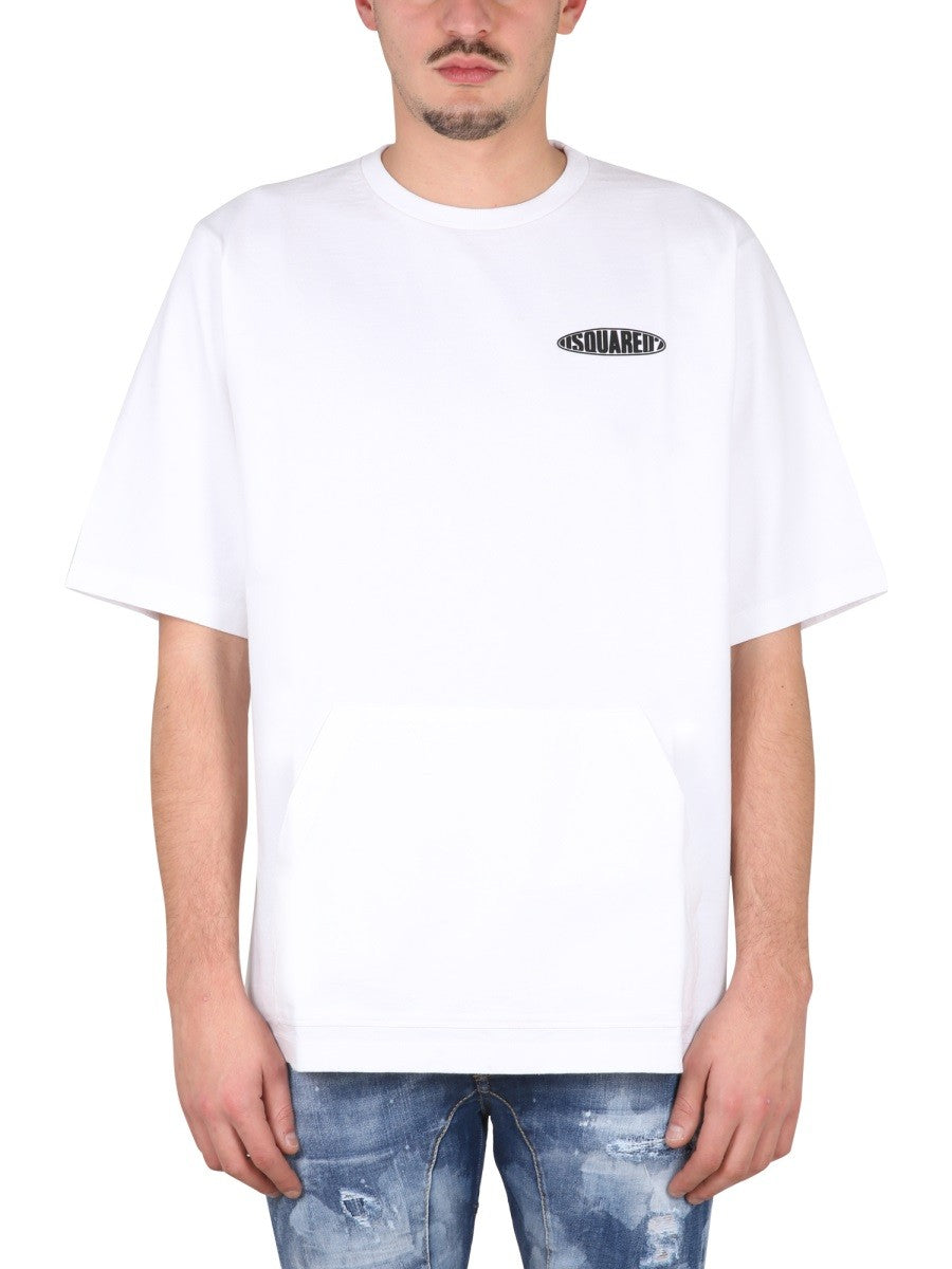 Dsquared2 T-shirt met logo op de borst – Wit