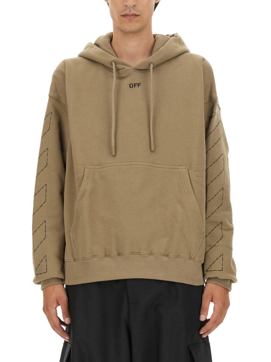 Off-White Sweater met Pijlborduursel – Beige