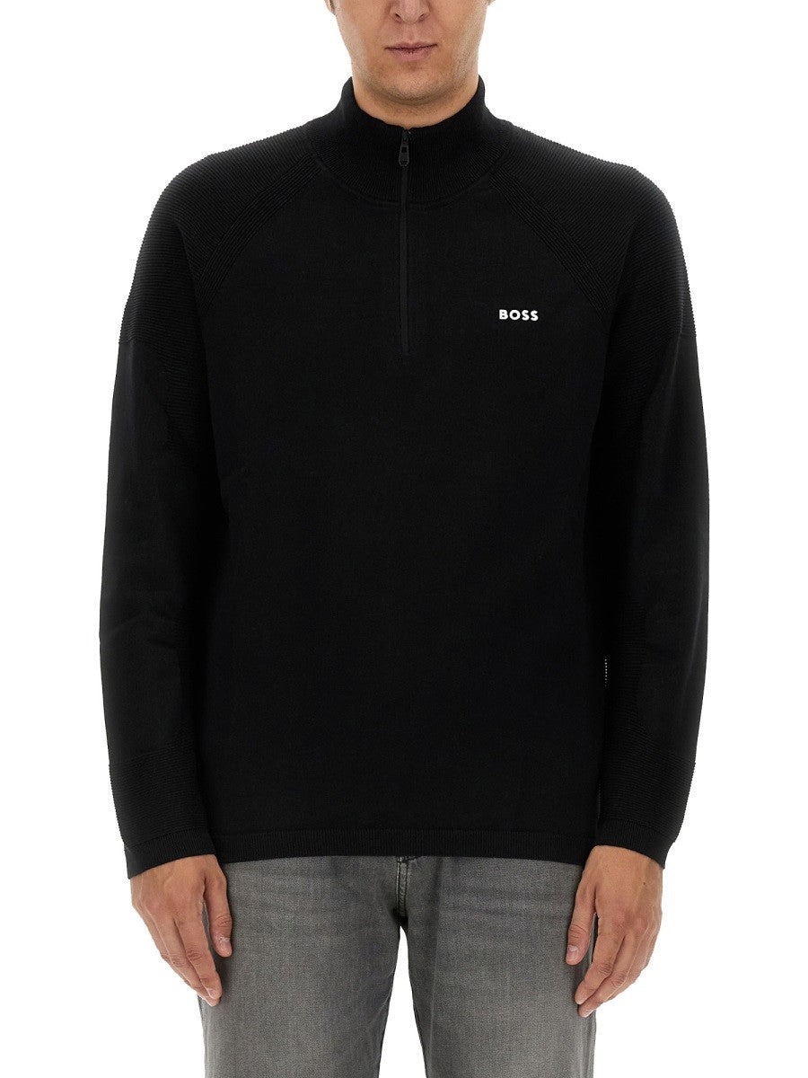 Boss Sweater met logo – Zwart