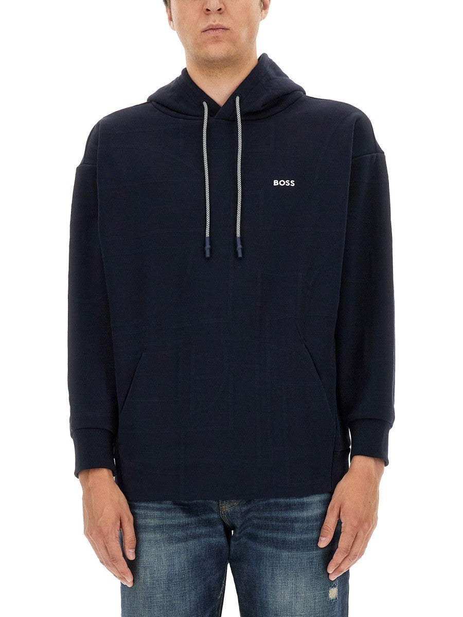 Boss Sweater met logo – Marineblauw