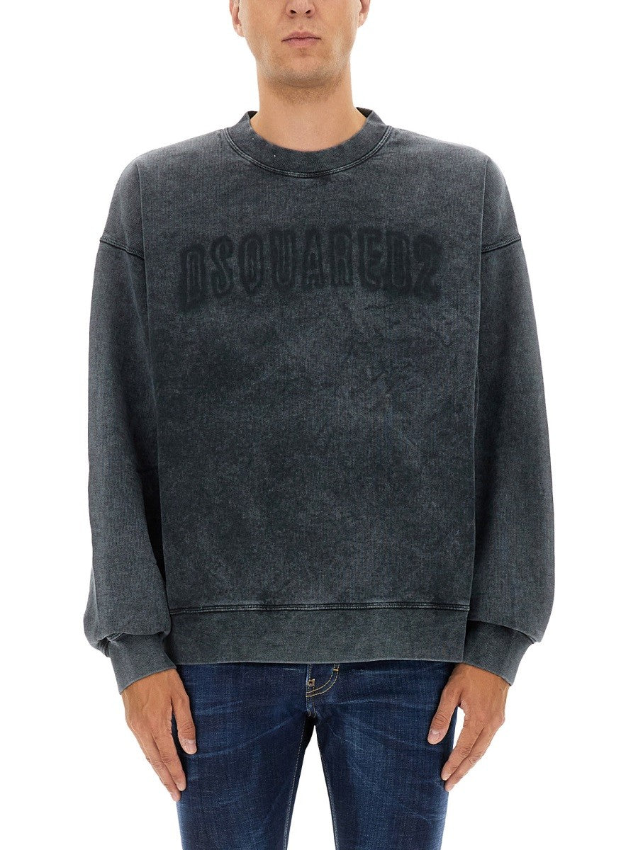 Dsquared2 Katoenen Sweater met logo – Grijs