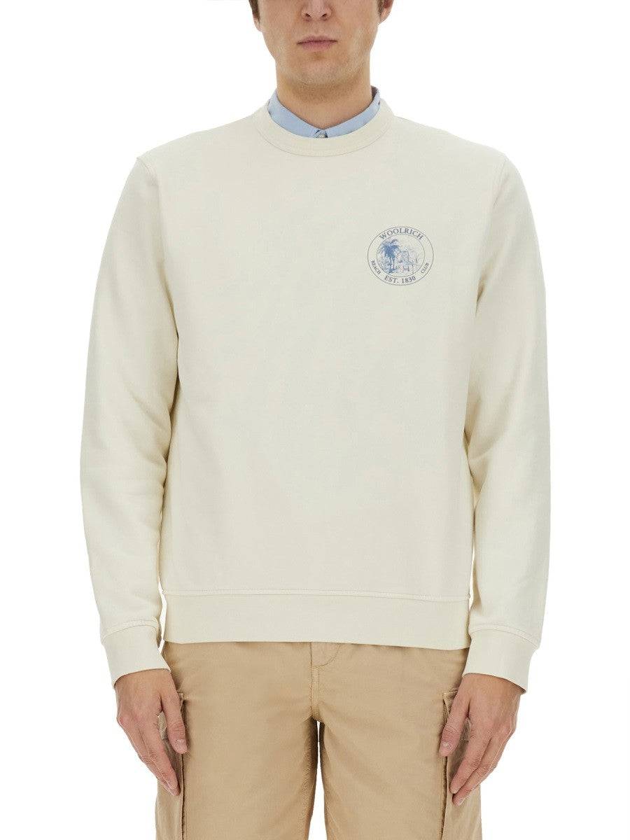 Woolrich Sweater met Logo – Ivoor