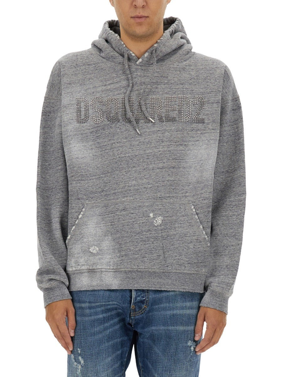 Dsquared2 Katoenen Sweater met logo – Grijs