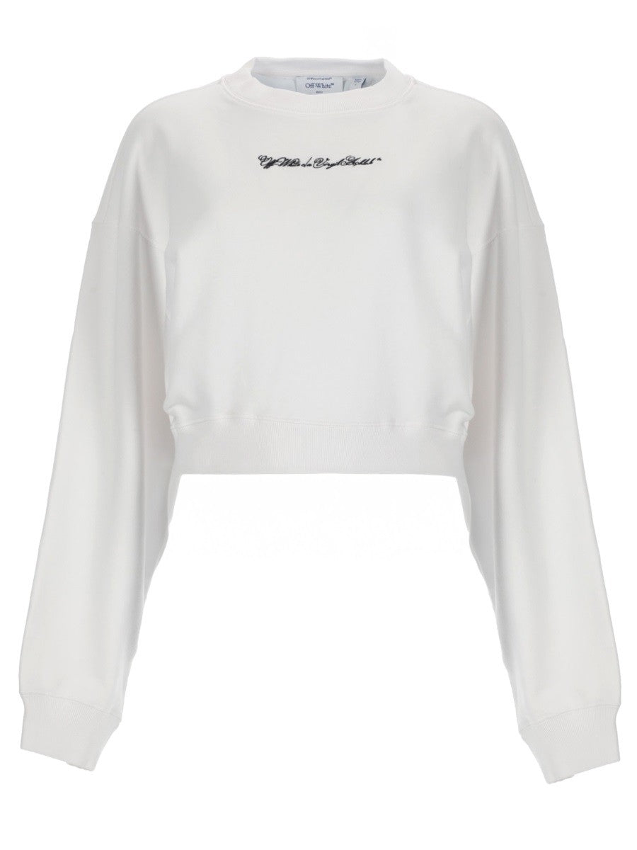 Off-White Cropped Sweater met Logo – Wit
