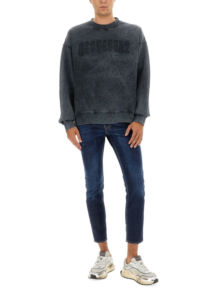 Dsquared2 Katoenen Sweater met logo – Grijs