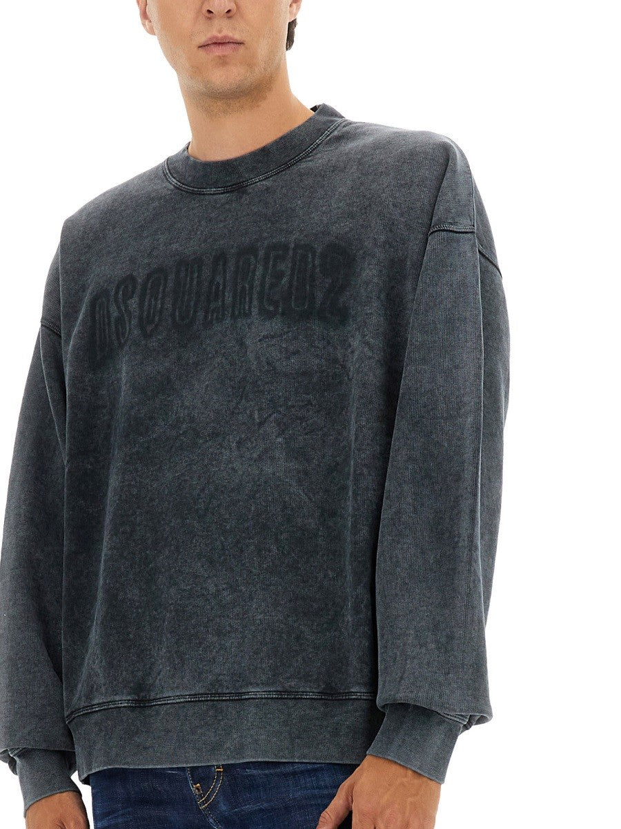 Dsquared2 Katoenen Sweater met logo – Grijs