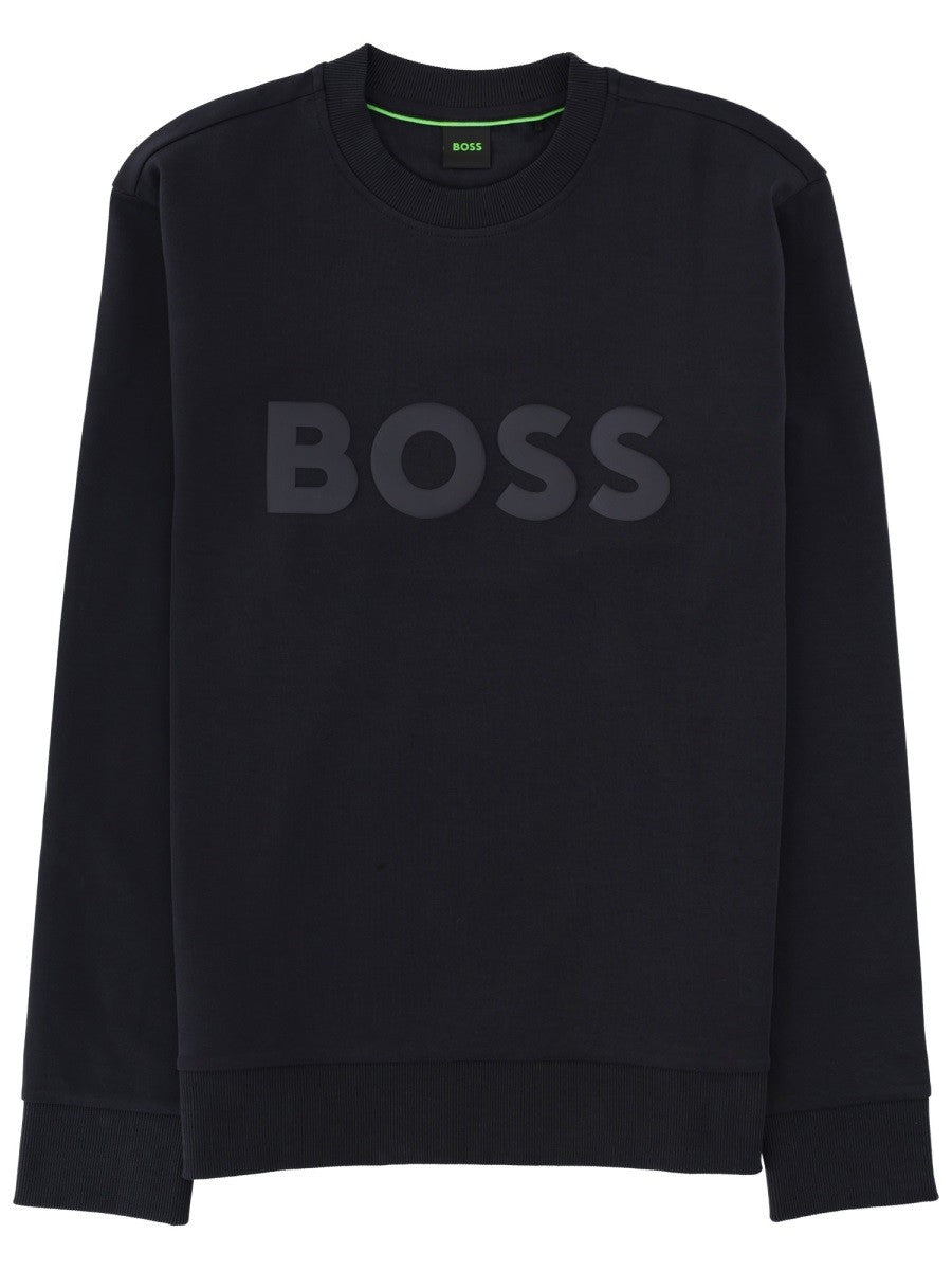 Boss Sweater met logo – Marineblauw
