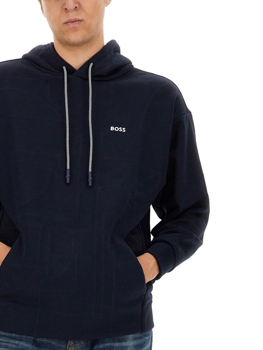 Boss Sweater met logo – Marineblauw