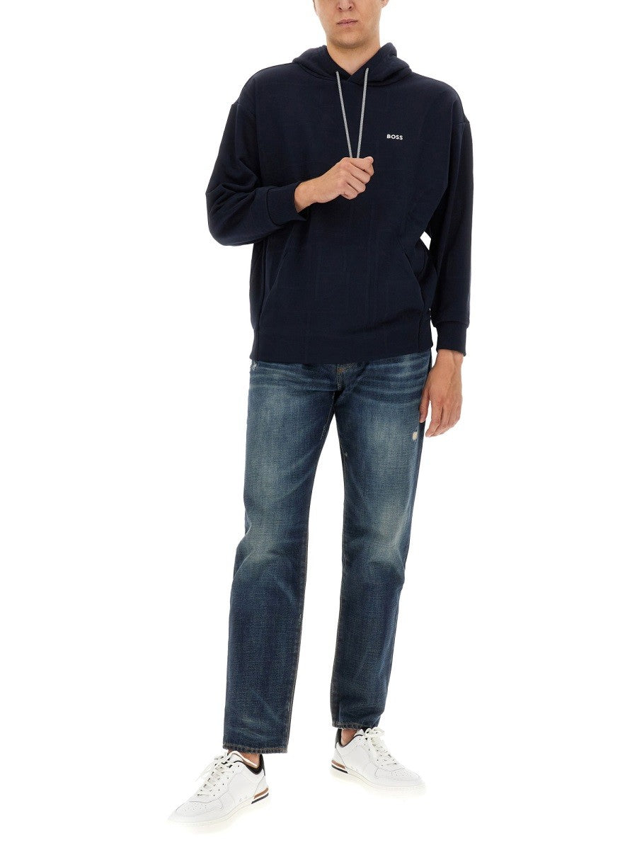 Boss Sweater met logo – Marineblauw