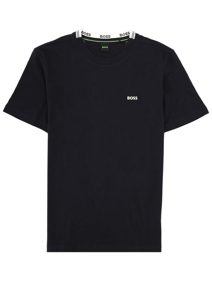 Boss Katoenen T-shirt met logo – Marineblauw