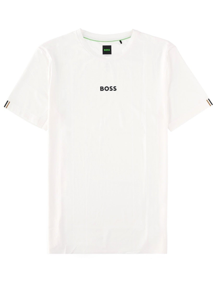 Boss Polyester T-shirt met logo – Wit